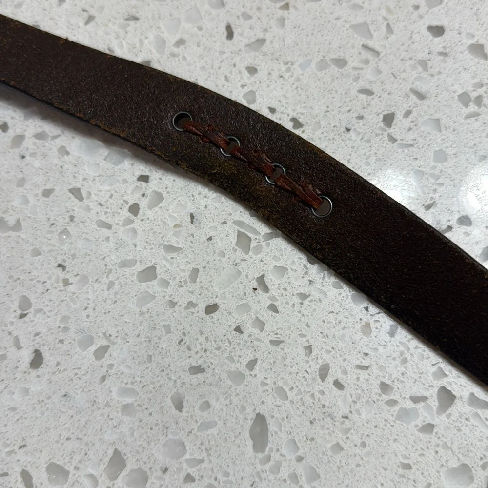 Rolf’s Distressed Brown Leather‎ Belt /Silver Buckle grommets western  M?